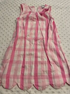 crown & ivy Pink and White Gingham Scallop Hem Sundress